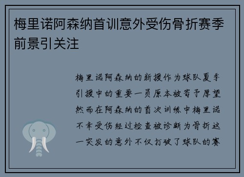 梅里诺阿森纳首训意外受伤骨折赛季前景引关注